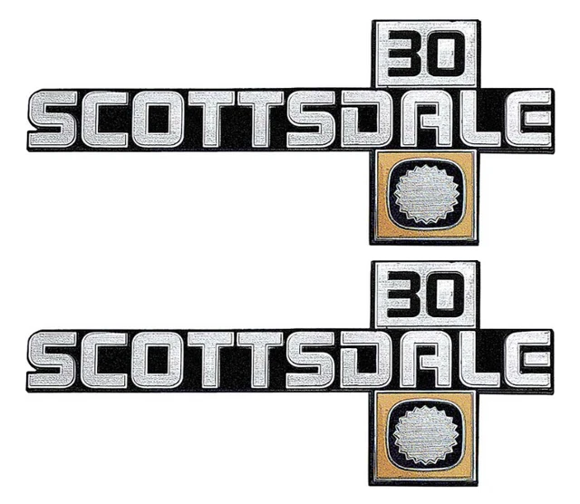 OER Front Fender "Scottsdale 30" Emblem Set 1981-1988 Chevy Pickup Trucks