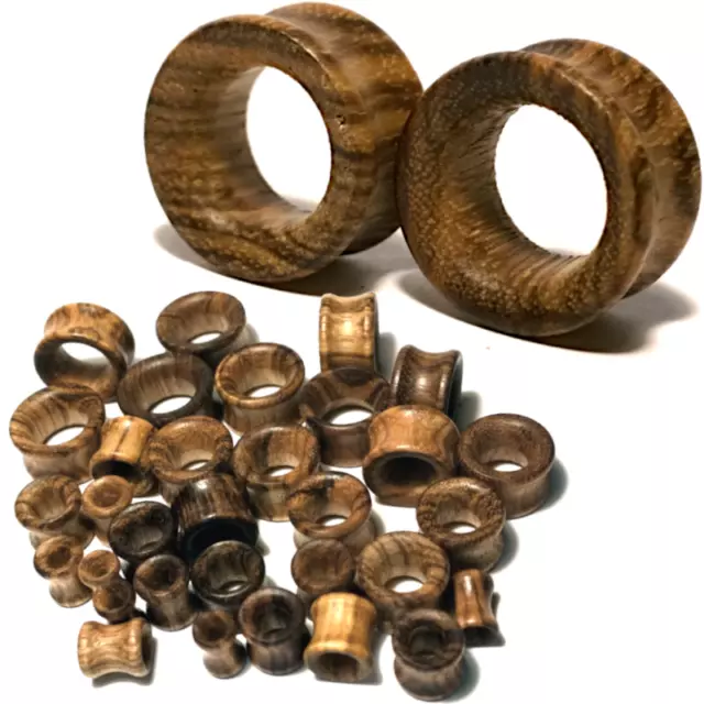 Pair of Zebra Wood Ear Tunnels - Organic Saddle Gauges Flesh Plugs Earrings