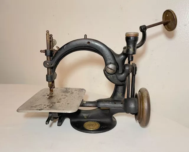 rare antique 1800's Willcox and Gibbs Depose cast iron miniature sewing machine