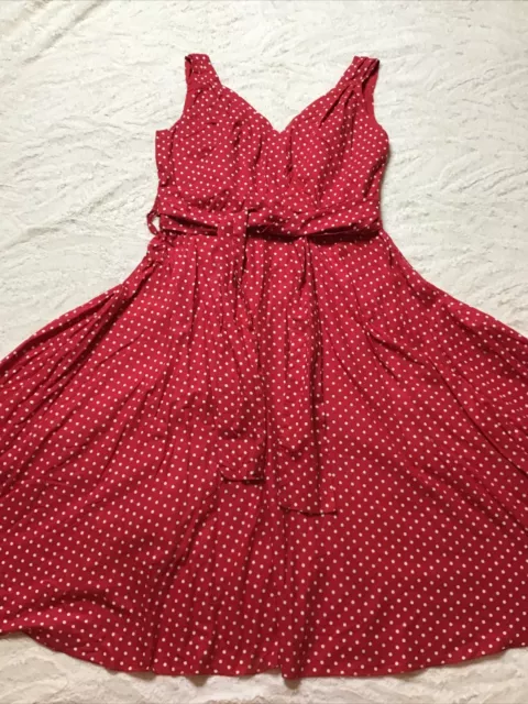 Rosa Rosa Red With White Polka Dot 1950’s Rockabilly Swing Cotton Dress - Sz 14