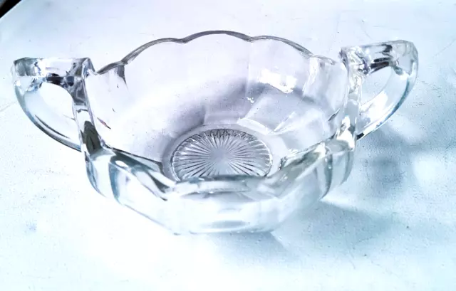 Vintage/Retro Clear pressed glass sugar/candy bowl with two handles