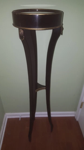 Vintage  Plant Stand / Vase Table  Wood  Pedestal 48” Tall Black Lacquer