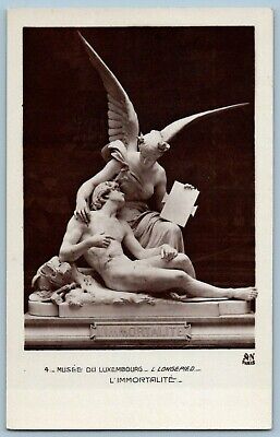 RPPC Postcard~ L'Immortalite by Leon Longepied~ Sculpture~ Luxembourg Museum