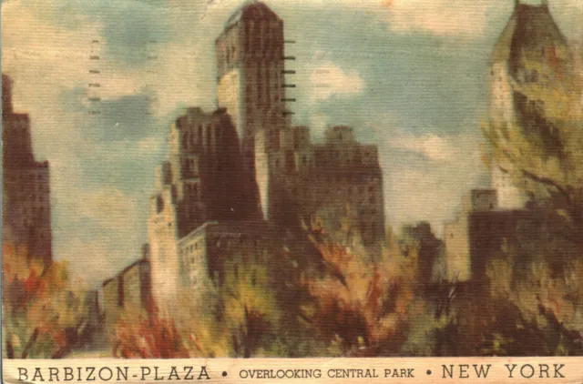 Postcard Barbizon Plaza Overlooking Central Park New York City NY Manhattan