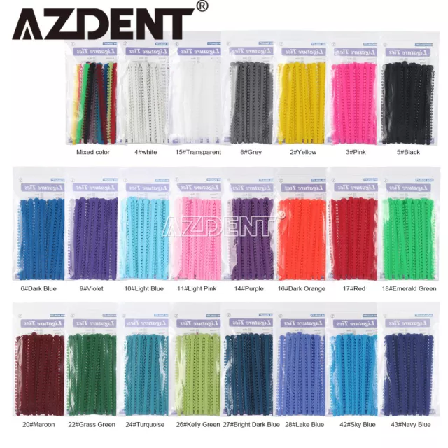 AZDENT Dental Ortho Ligature Ties Elastic Rubber Bands 1000Pcs/Bag 23 Colours