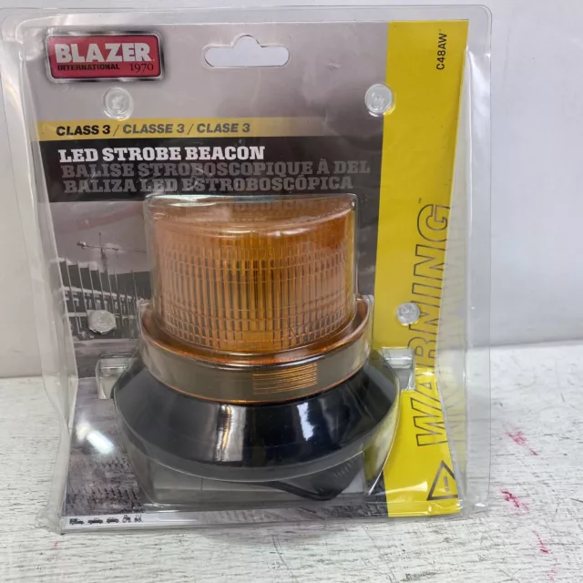 Blazer LED Light Beacon C48AW 12V Magnetic Base Flashing Warning Amber Orange