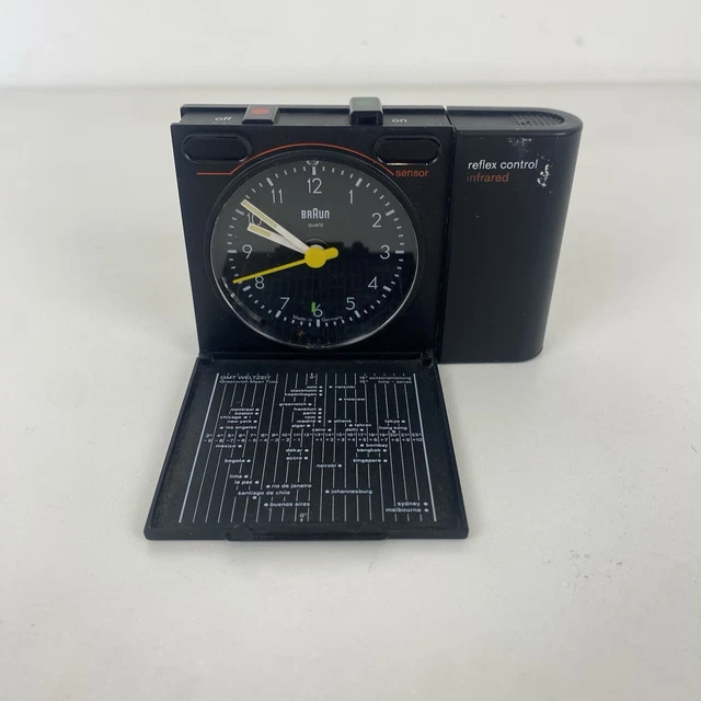 VINTAGE BRAUN WORLD Travel Alarm Clock Type 4783 AB 313 rsl Reflex