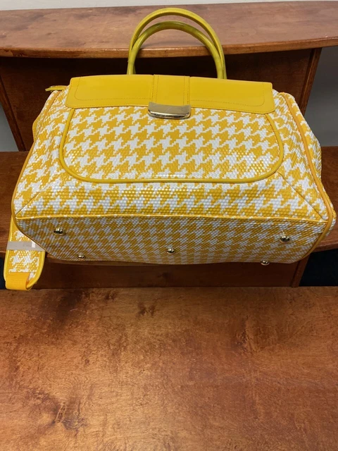 New Samantha Brown Houndstooth 4 Piece Set Yellow / White Color Spinner 9