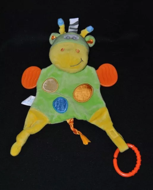 Peluche doudou vache d'activités plat Ouatoo PLAYGRO  vert jaune dentition NEUF