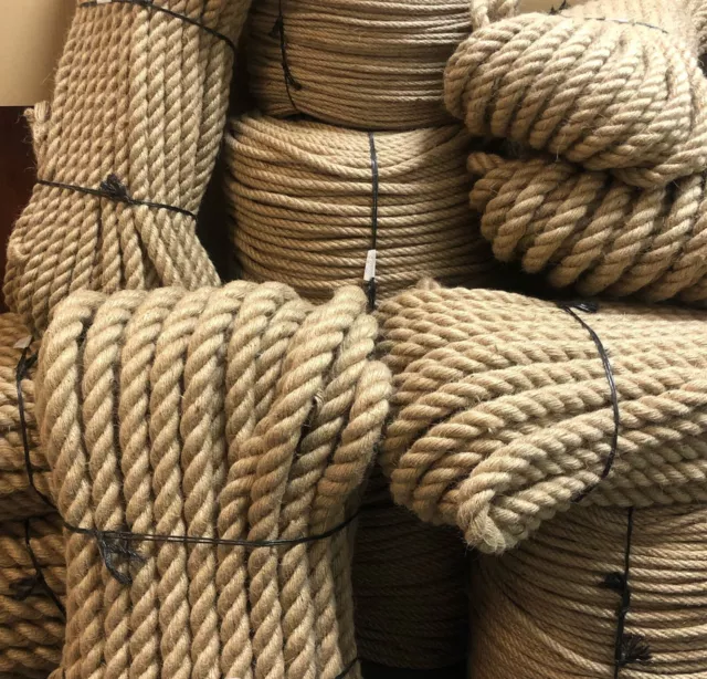 30mm Natural Jute Hessian Rope Cord Braided Twisted Boating Garden Decking Gym