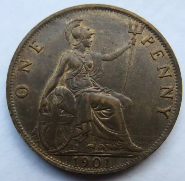 1901 Queen Victoria One Penny Coin In Higher Grade 3