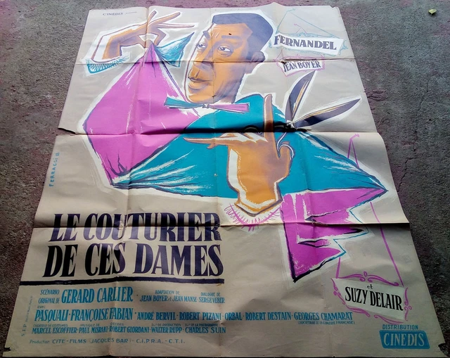 LE COUTURIER DE CES DAMES 1956 Fernandel Suzy Delair Affiche 120x160cm FERRACCI