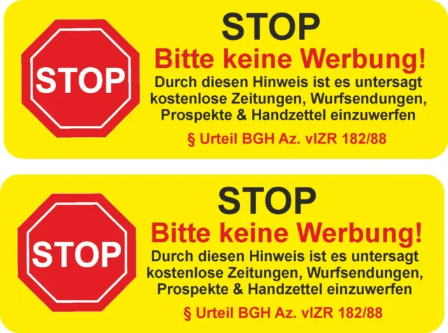 Briefkasten Aufkleber STOP KEINE WERBUNG UV Beständig Schild Sticker Wetterfest
