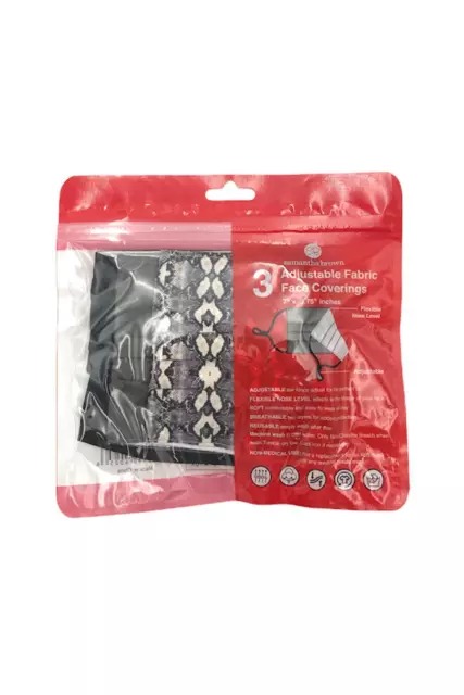 Samantha Brown Reusable Face Coverings Python/Black/Gray - Set of 3