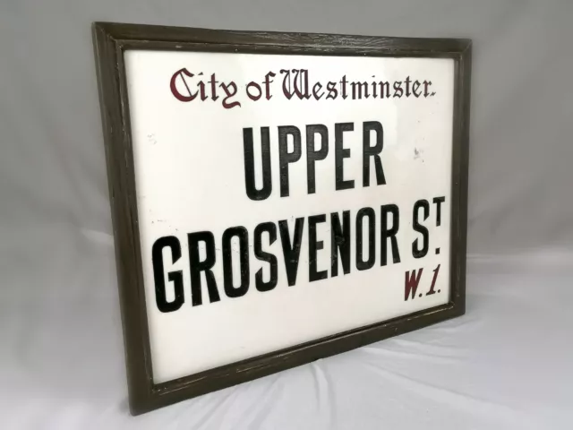 Original 1920s London Street Sign Upper Grosvenor Street W1 City of Westminster