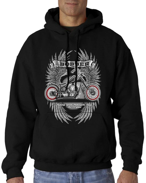 Velocitee Mens Hoodie Bobber Chopper USA Vintage Motorcycle Biker A23601