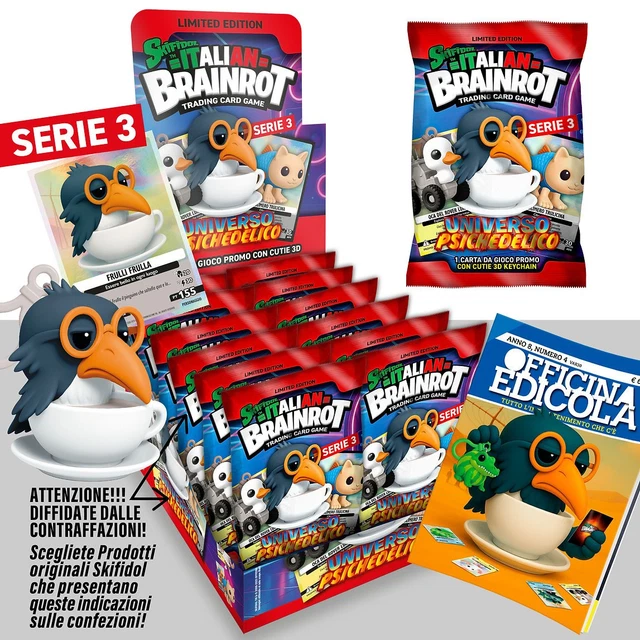 Skifidol – 3 Sobres De Tarjetas Holográficas Coleccionables Serie 2 Italian Brainrot, Personajes 3D Aleatorios Del Universo Psicodélico, Incluye Llavero Exclusivo, Novedad Limitada