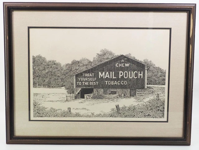 Mail Pouch Tobacco Barn Art Print Edna Schimizzi Signed Vtg