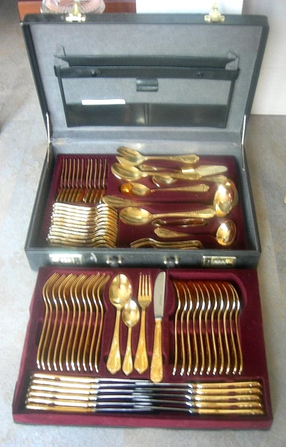 Nivella Besteck 23 24 Karat Hartvergoldet Wert BESTECKKOFFER, NIVELLA 23/24 Karat Hartvergoldet,12 Personen, 72 tlg