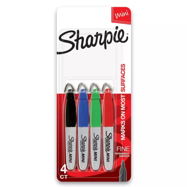 SHARPIE Mini Permanent Markers, Fine Point, Assorted Colors, 4 Count