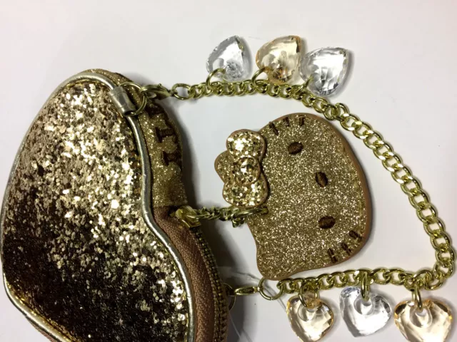 Camomilla I Love Hello Kitty Borsello Cuore Heart Glitter Oro Gold OVP