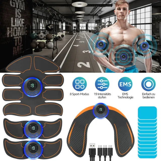 ABS Bauchmuskeltrainer EMS Stimulator USB-Laden Elektro Fitness Exerciser LED 2