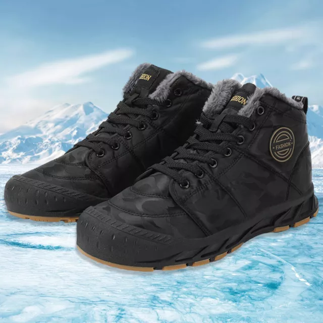 EY# Mens Cotton Shoes Plush Warm Hiking Boots Comfortable Waterproof (42 Black)