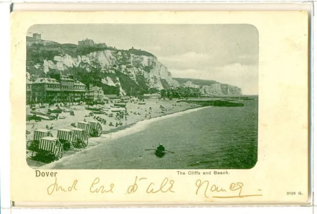 1909? Posted Postcard Early Dover Kent Beach & Cliffs Pre Harbour Undivided Back