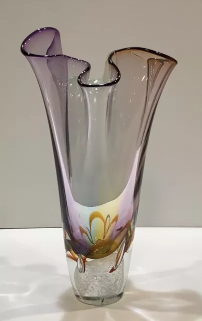 Stunning Adam Jablonski Hand Blown Handkerchief Vase, Signed