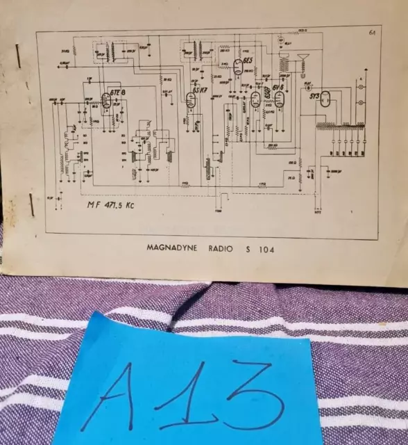 SCHEMA elettrico vedi descrizione radio a valvole  MAGNADYNE