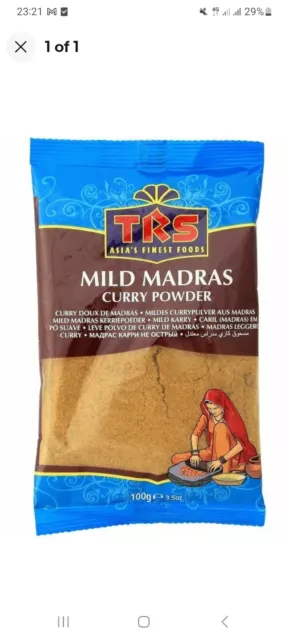 Curry in Polvere Mild Madras Curry Powder TRS Busta da 100 g Spezia Asian Food