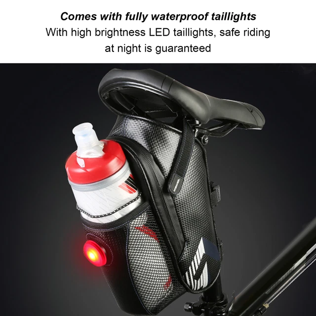 Bicycle Saddle Bag 200mA CR2032 Carbon Fiber Fabric High Brightness Tear