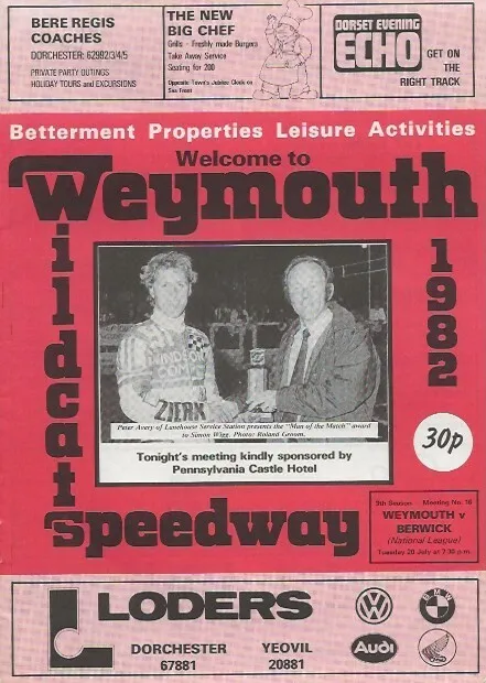 Weymouth Wildcats v Berwick Bandits National League 20th July 1982