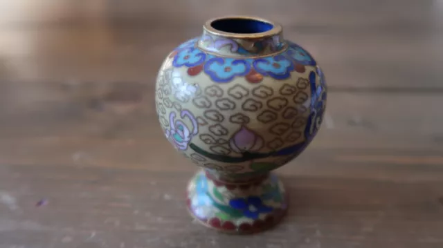 Small Antique / Vintage CLOISONNE Vase 2 3/8"