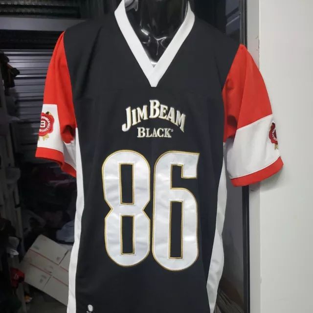 Jim Beam Shirt Adult Medium Black Red Football Jersey Nascar Racing Mens 90s