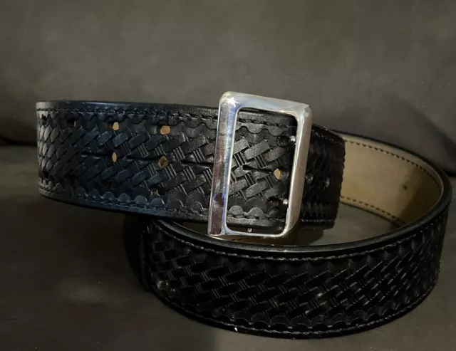 Jay-Pee Sam Browne Belt Size 34 Black Basket Weave Pattern, Open Box
