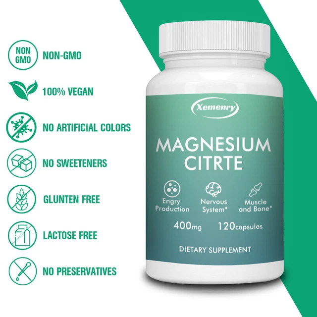 Capsule di citrato di magnesio - Supporta energia, ossa, muscoli e nervi