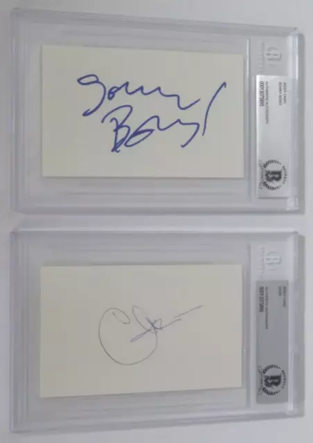 Sonny Bono & Cher Signed Autographed Index Cards Beckett & Jsa Coa