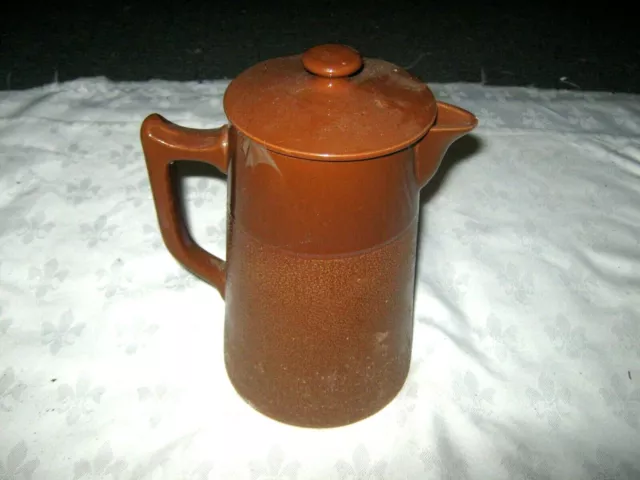 An Antique Australian Fowlers Ltd Marrickville N.S.W. Brown Pottery Lidded Jug