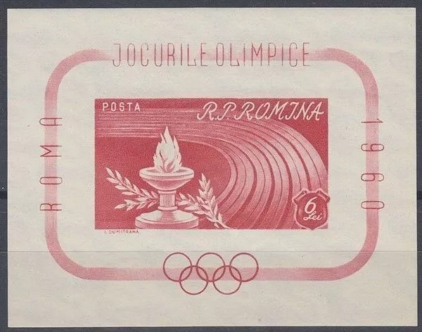 ROMANIA 1960 OLYMPIC GAMES MINI SHEET 6l RED MINT (ID:491/D43339)