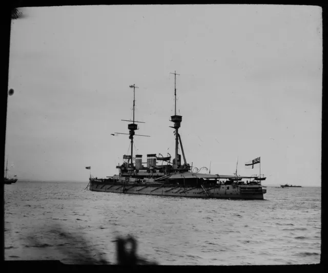 HMS SUPERB CIRCA WW1 ANTIQUE Magic Lantern Slide PHOTO ROYAL NAVY BATTLESHIP