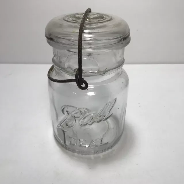 antique Ball Ideal mason canning jars lot, glass lightning lids w/ wire  bails