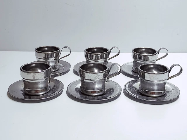 Servizio Da Tè E Caffè Vintage In Lega Di Zinco | 6 Tazze, 8 Cucchiai, Design Oro Per Decorazione