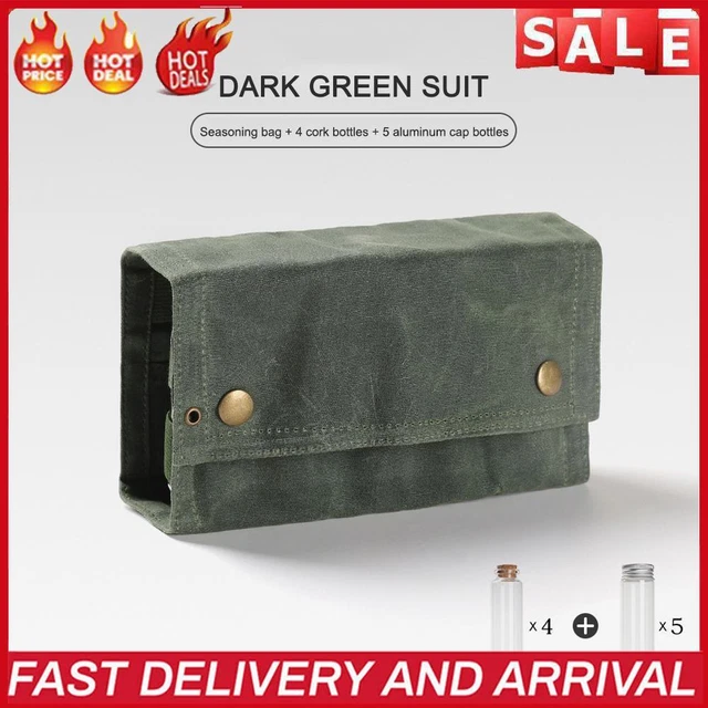 A/A Kleine leere Gewürzflaschen Set mit Aufbewahrungstasche Outdoor Camping Gril