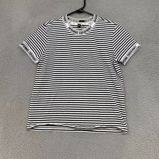 Opening Ceremony Top Womens XS Striped Tee Short Sleeve T-Shirt White Black