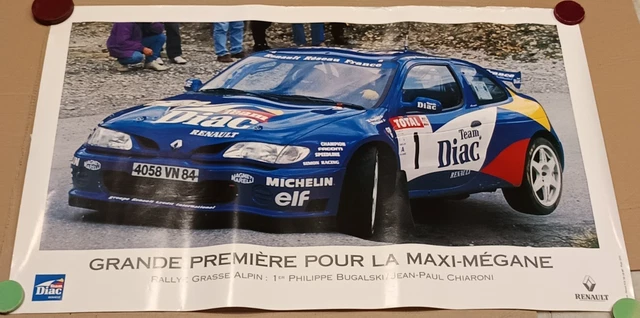POSTER AFFICHE RENAULT Clio Maxi Tour de Corse 1995 autographe Jean
