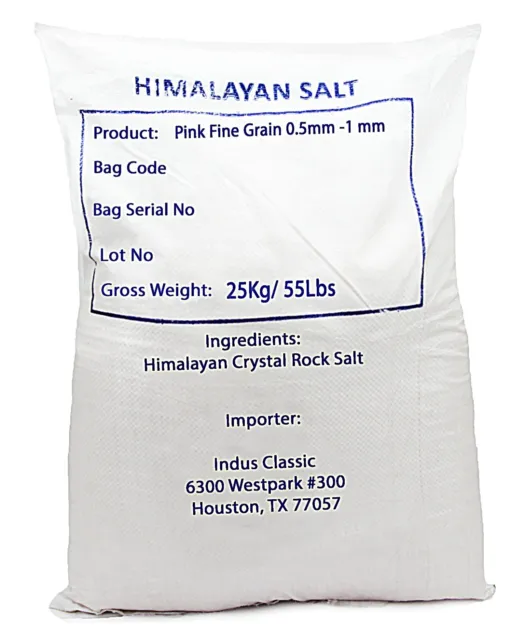 IndusClassic Bulk Natural Himalayan Edible Pink Cooking Crystal Sea Salt - 55 LB