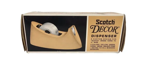 Vintage Scotch 3M Decor Tape Dispenser Beige in Box C-15 Desktop Weighted 1 Disp