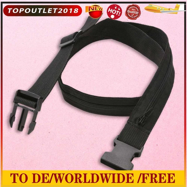 Nylon Belt Bag Secret Security Zip Pocket Coin Purses Hidden for Travel Shopping