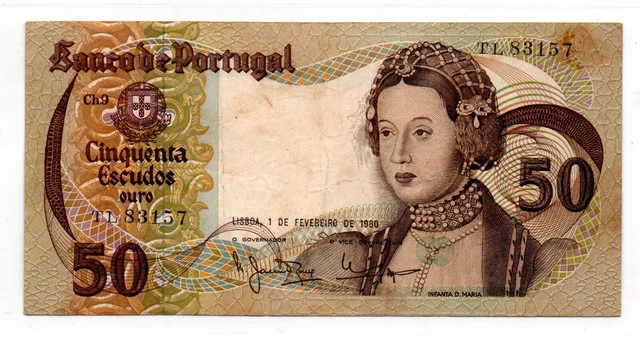 Portugal VF Note 50 Escudos 1980 P-174b (Low Shipping)
